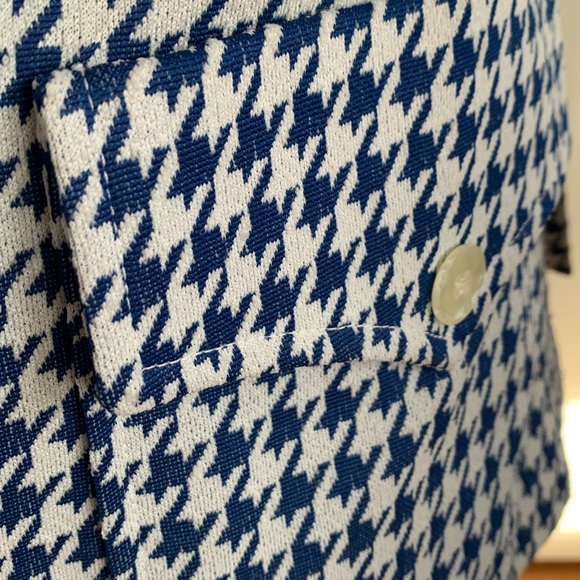 Vintage 1970's White STage Polyester Blazer - Blue & White Houndstooth - Picture 10 of 12